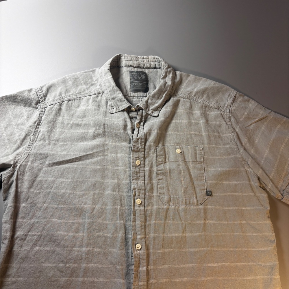 Mountain Hardwear‎ Mens XXL Linen Cotton Short Sleeve Button Up Outdoor Gray